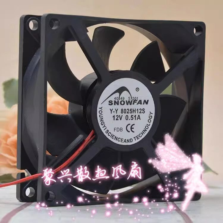 SNOWFAN Y-Y8025H12S 12V 0.51A 8025 8cm 2-Wire Cooling Fan
