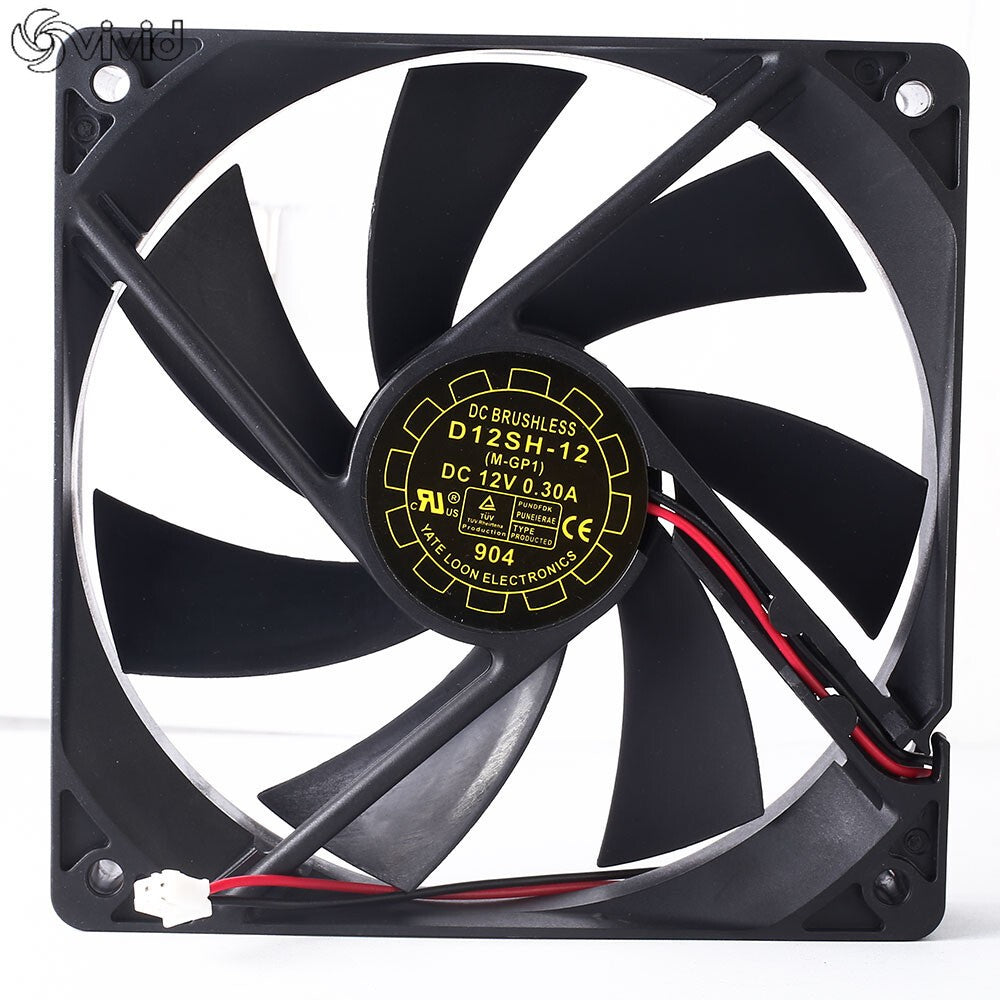 Yate Loon 12025 Axial Fan D12SH-12 12V 0.30A 2Wire High Airflow Cooling Fan
