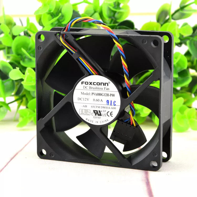 FOXCONN PVA080G12H-P00 DC12V 0.60A 8025 8CM 4-Wire Cooling Fan