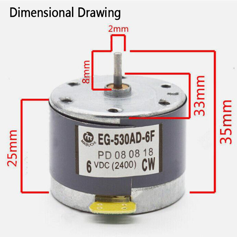 530 Motor DC 6V 9V 12V 2400RPM - EG-530AD-2B/2F Micro-motor CW/CCW For DIY Parts