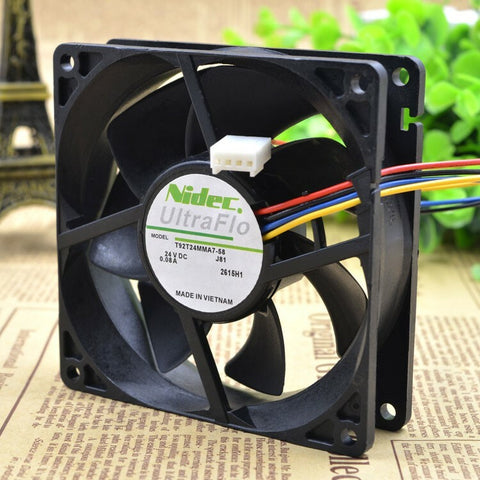 Nidec T92T24MMA7-58 DC 24V 0.08A 90*90*25 9CM 4 Wire Ball Bearing Cooling Fan