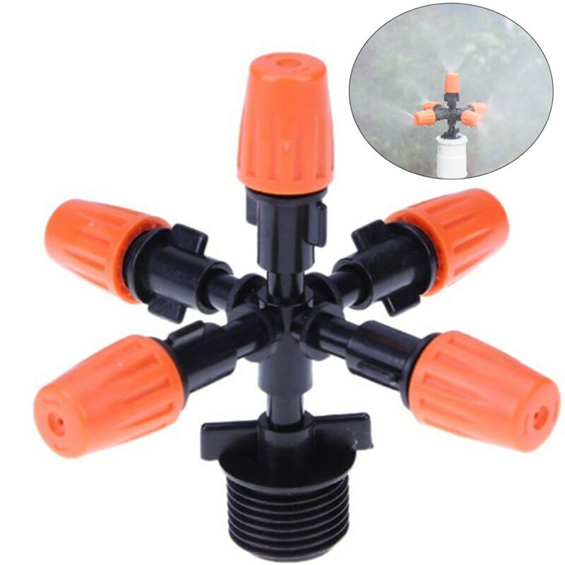 360 Degree Rotating Water Sprinkler Automatic Watering 5 Nozzles Garden Pipe