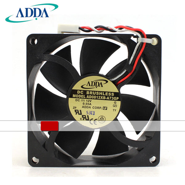 ADDA AD0812XB-A73GP DC12V 0.55A 8CM 67CFM 3-wire High Volume Cooling Fan