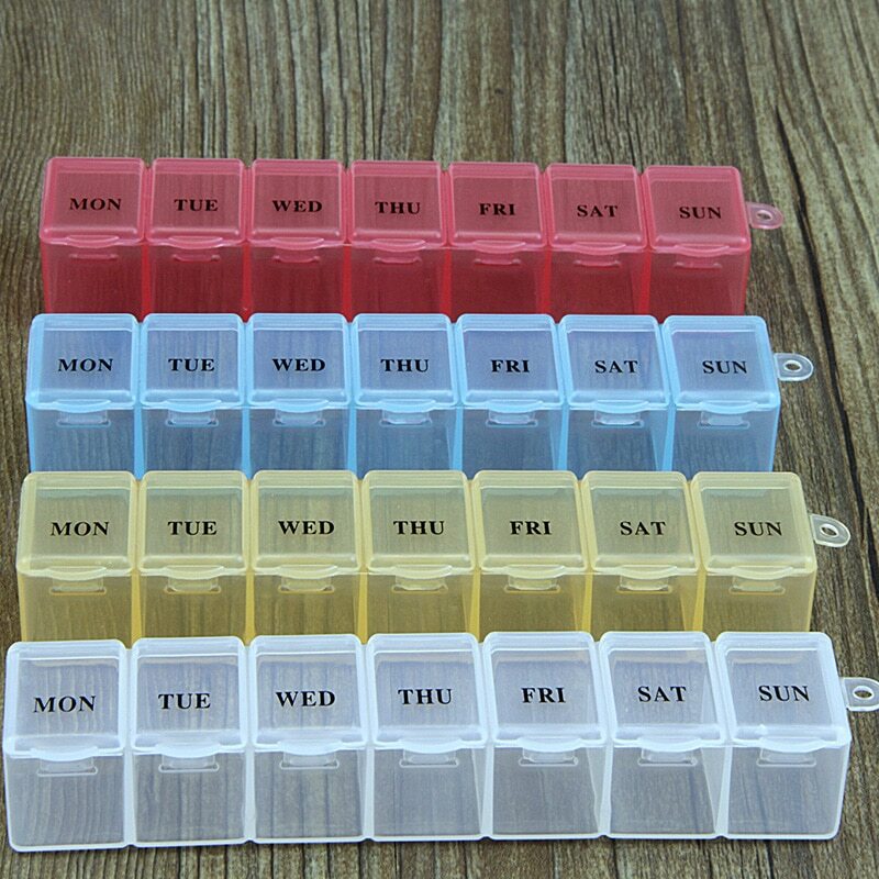 Pill Box Storage Dispenser 7 Days Pill Case Weekly Tablet Pill Medicine Box