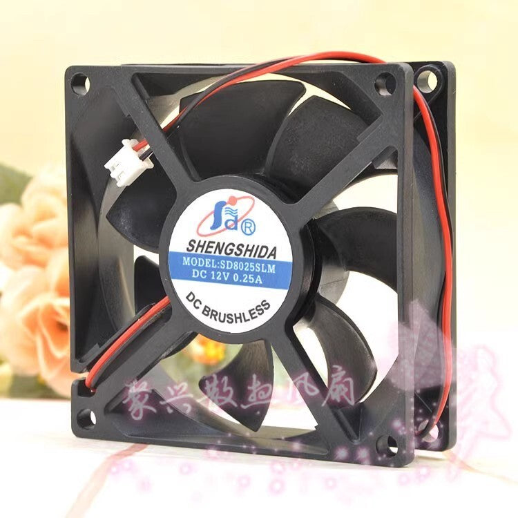 1 PCS SHENGSHIDA SD8025SLM DC12V 0.25A 8CM 8025 2-Wire Cooling Fan