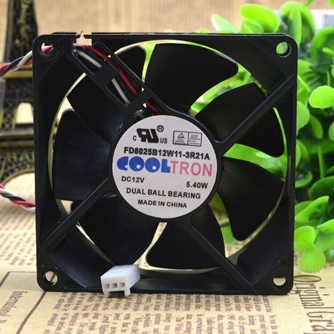 TRON FD8025B12W11-3R21A 8025mm 88CM 12V 5.4W Motor protection cooling FAN 3wires