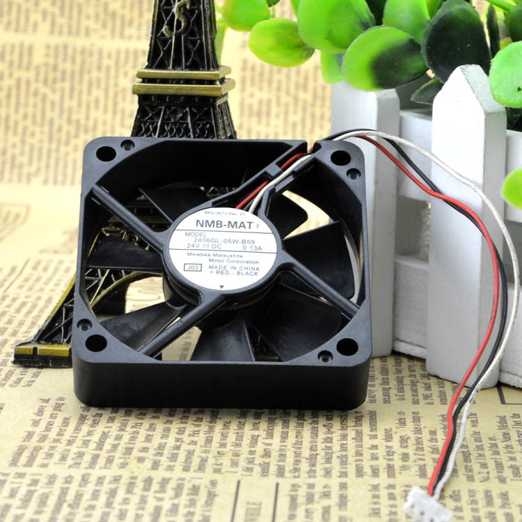 1pcs NMB 2406GL-05W-B59 24V 0.13A 6CM 6015 3-pin inverter cooling fan
