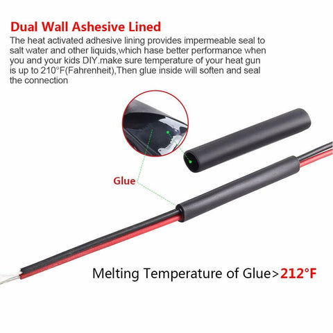 1/2" Dia 1.5" Long 3:1 Heat Shrink Tubing Marine Grade Shrink Tube 32pcs