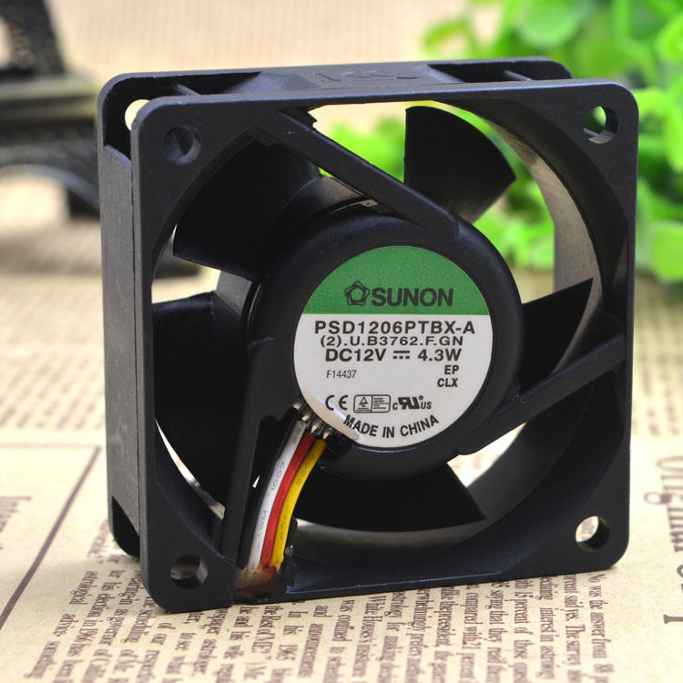 SUNON PSD1206PTBX-A 12V 4.3W 4wire 60x60x25mm Dual Ball Bearing Case Cooling Fan