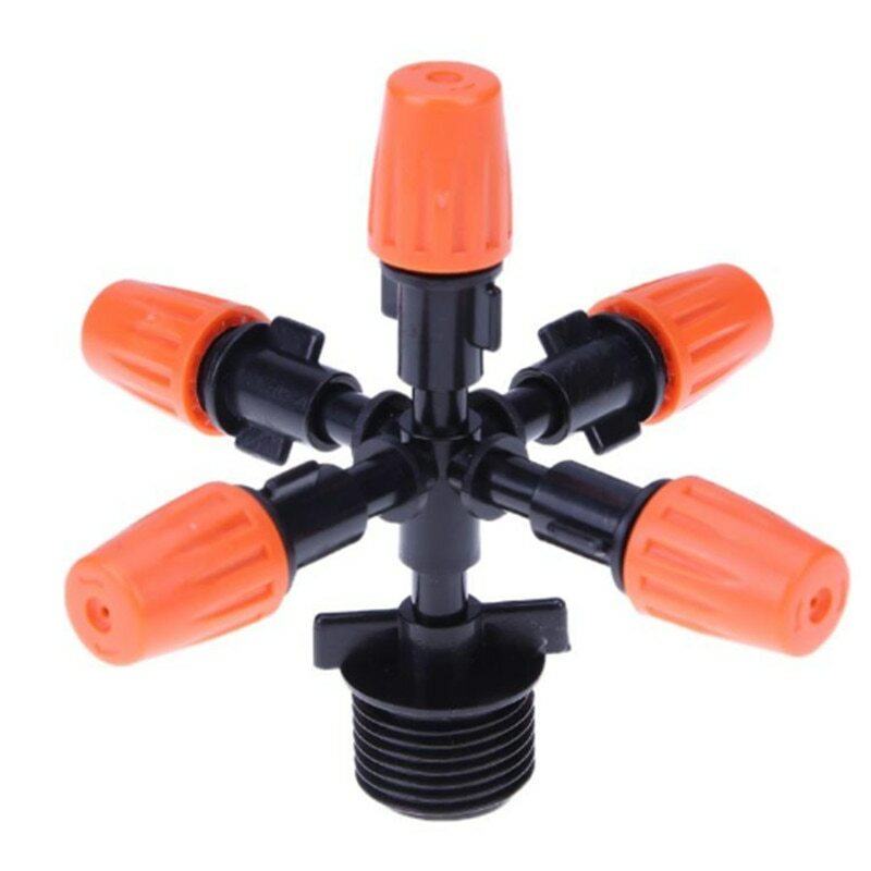 360 Degree Rotating Water Sprinkler Automatic Watering 5 Nozzles Garden Pipe