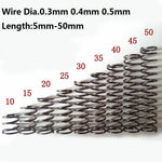 Wire Dia.0.3mm-0.5mm OD 2mm-10mm Small Springs Compression Spring Steel 10pcs