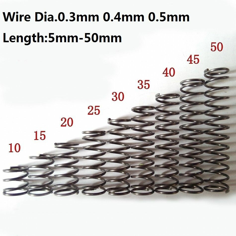 Wire Dia.0.3mm-0.5mm OD 2mm-10mm Small Springs Compression Spring Steel 10pcs