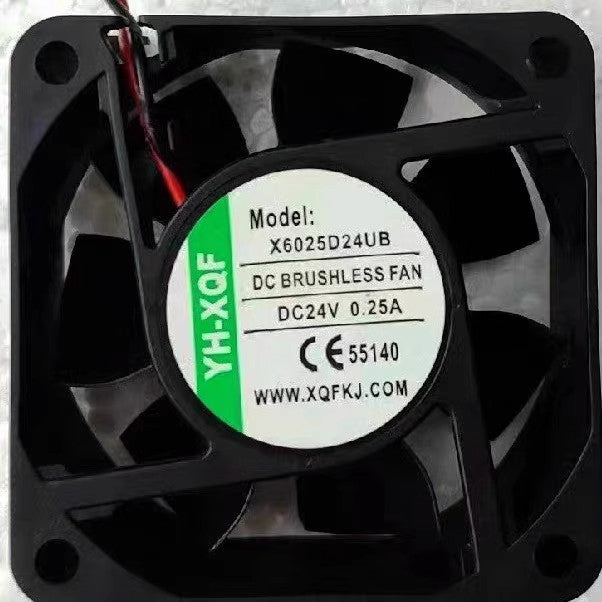 YH-XQF X6025D24UB DC24V 0.25A 6CM 2-Wire Cooling Fan