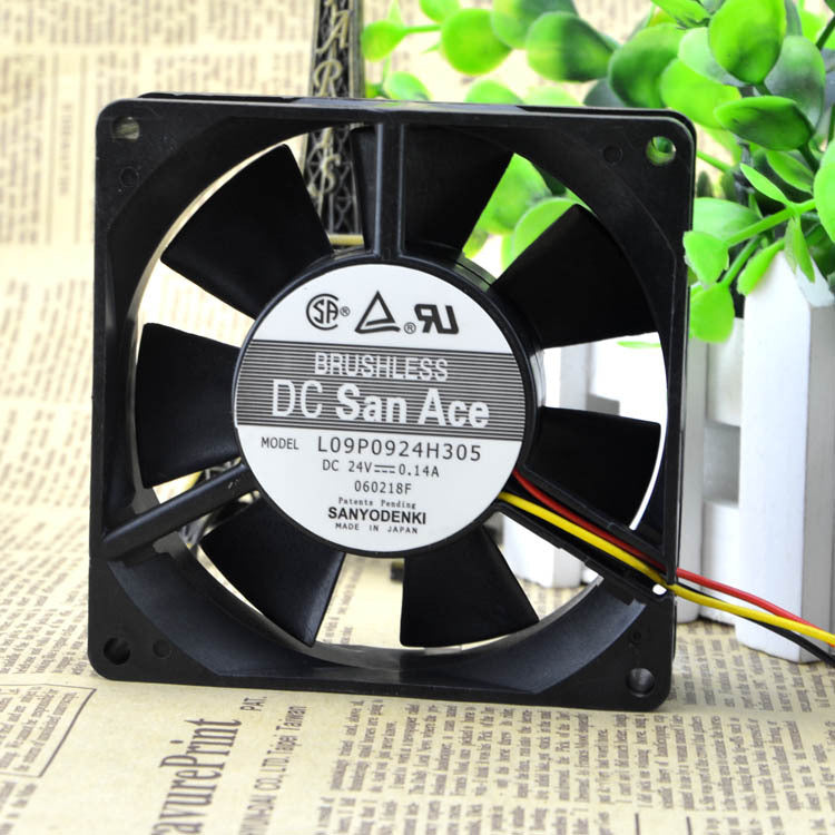 SANYO L09P0924H305 92*92*25mm DC 24V 0.14A 3 wire Cooler Cooling Fan