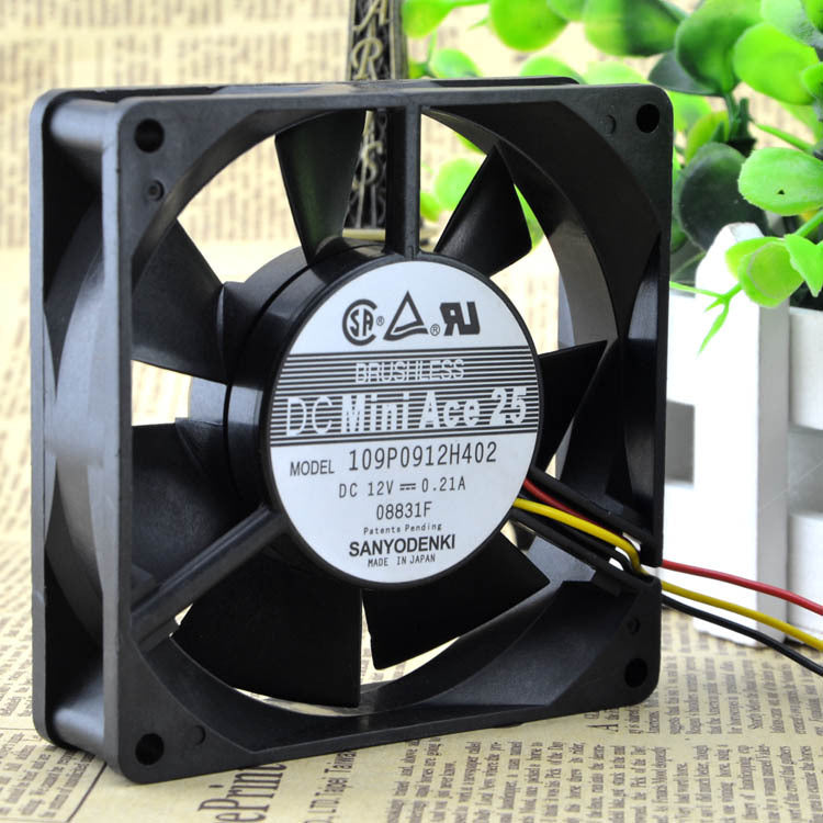 San Ace 109P0912H402 90X90X25mm DC 12V 0.21A 3 Pin Chassis Cooling Fan