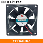 80mm 15V Fan 8cm NEW For YTD158025S DC15V 0.35A 2-wire 80x80x25mm Cooling Fan
