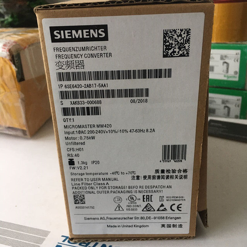 Siemens 6SE6420-2AB17-5AA1 6SE6 420-2AB17-5A New In Box Expedited Shipping