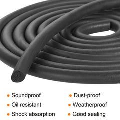 10 meters 7mm/0.28" Dia Round EPDM Foam Rubber Weather Seal Strip