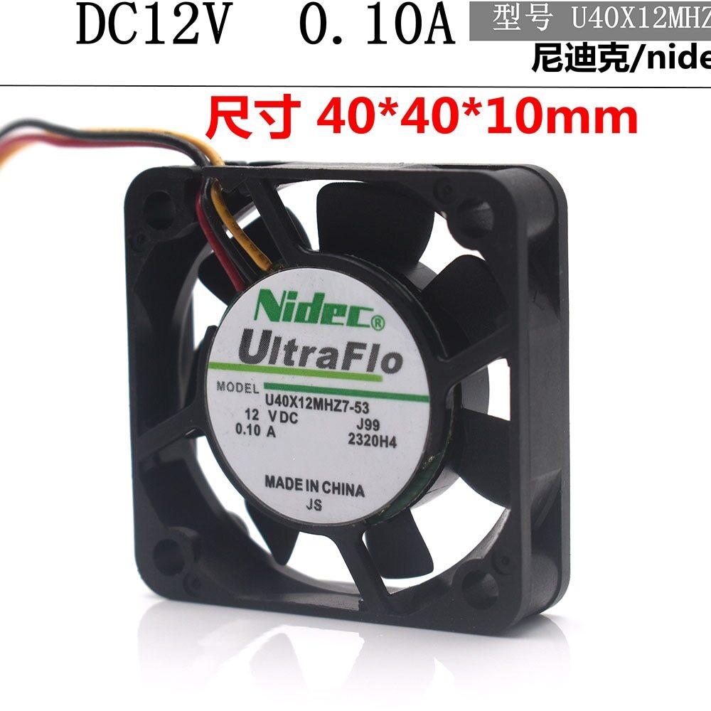For Nidec U40X12MHZ7-53 4010 40X40X10mm 4cm DC 12V 0.1A axial cooling fans