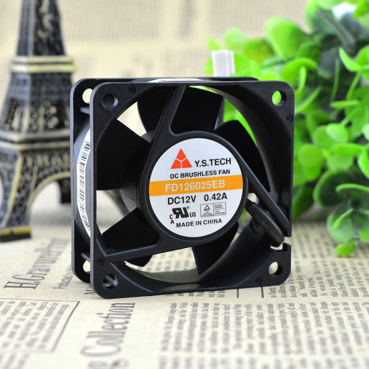 1 PC Y.S TECH FD126025EB DC 12V 0.42A 60x60x25mm 2 Wire Cooling Fan