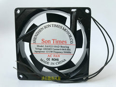1 PC Son Times Fan SA9225HA2 AC 220/240V 0.06/0.08A 11/13W 9225 9CM 2 Wires
