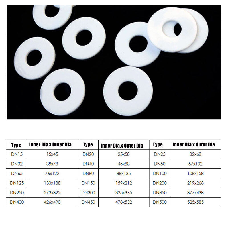 PTFE Flat Washers Sealing Gasket ID 6mm-325mm Shim High Temp / Oil Resistance