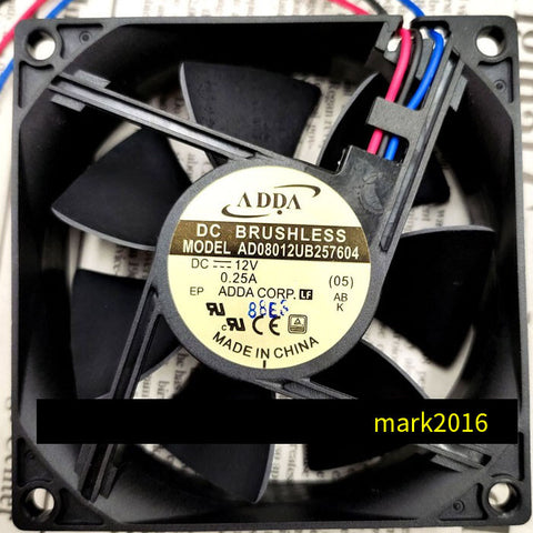 ADDA AD08012UB257604 DC12V 0.25A 8cm 8025 cooling fan 3pin