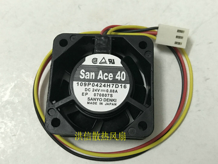 SANYO 109P0424H7D16 DC 24V 0.08A 40*40*15MM 4CM 3-PIN Cooing Fan