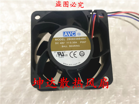 1 PCS AVC Fan 2B06038B48H DC48V 0.35A 6CM 4-wire PWM cooling Fan