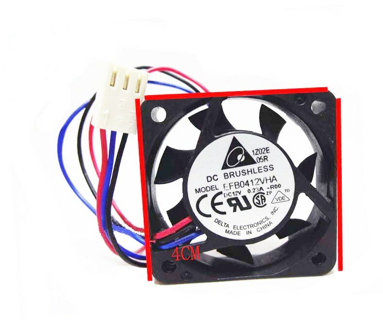 Delta 4010 40x40x10mm 4cm DC 12V 0.23A EFB0412VHA 3-wire Large Wind Cooling Fan