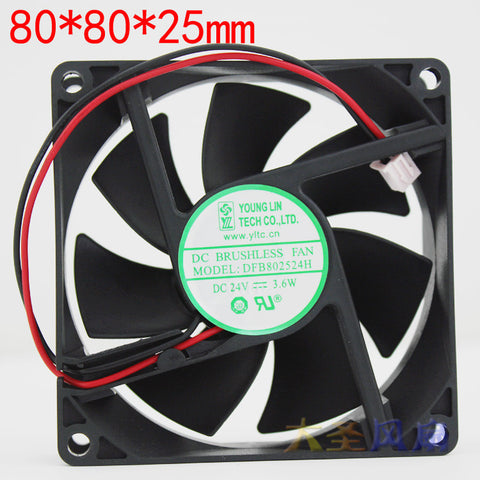 YOUNG LIN DFB802524H 24V 3.6W 8025 8CM 2-wire inverter cooling fan