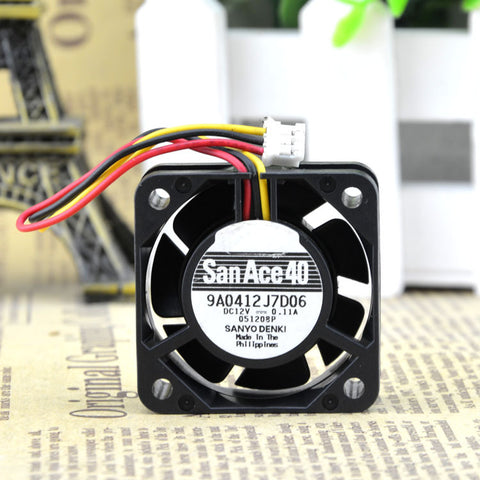 Sanyo 9A0412J7D06 fan DC12V 0.11A 40*40*15mm 4cm 3pin