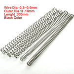2pcs 304 Stainless Steel Long Spring Compression Spring 0.3-0.6mm Dia 305mm