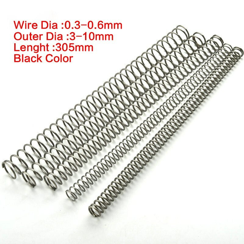 2pcs 304 Stainless Steel Long Spring Compression Spring 0.3-0.6mm Dia 305mm