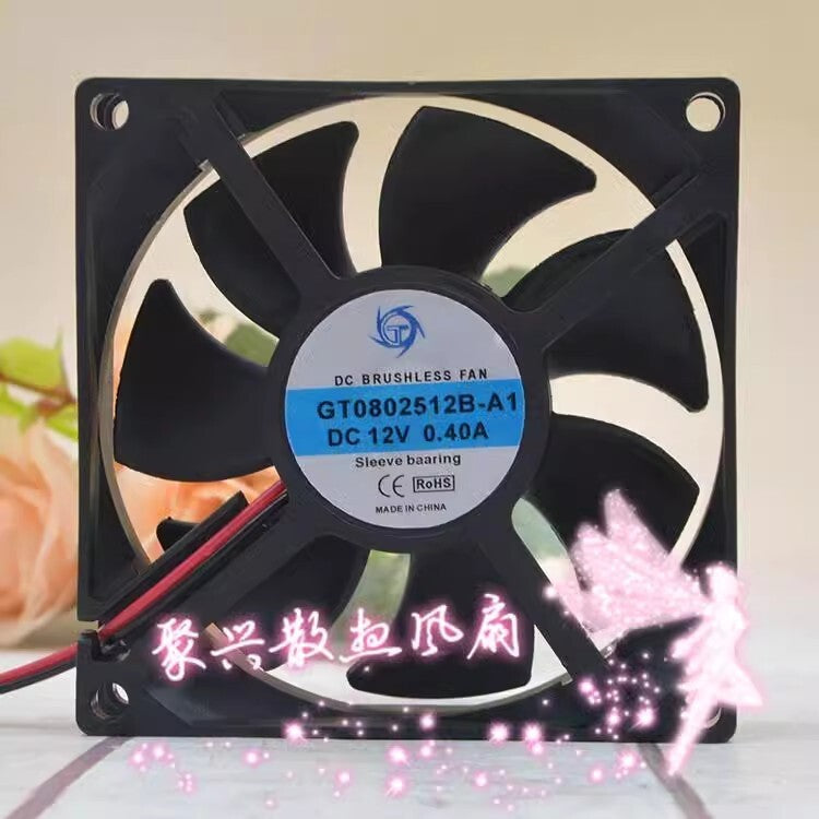GT GT0802512B-A1 DC12V 0.40A 8025 8CM 2-Wire Cooling Fan