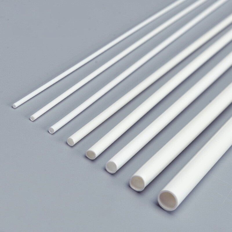 250mm ABS Round Tube Dia 2/2.5/3/4/5/6/8mm Styrene Plastic Strips Rod Plasticard