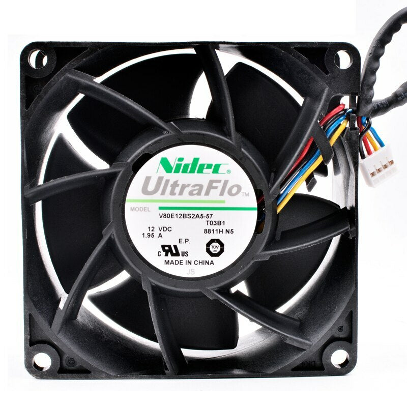 Nidec V80E12BS2A5-57 8cm 8038 DC12V 1.95A Refrigerator server cooling fan