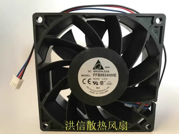 Delta 9038 FFB0924HHE DC24V 0.27A 9CM 3-Wire Inverter Cooling Fan