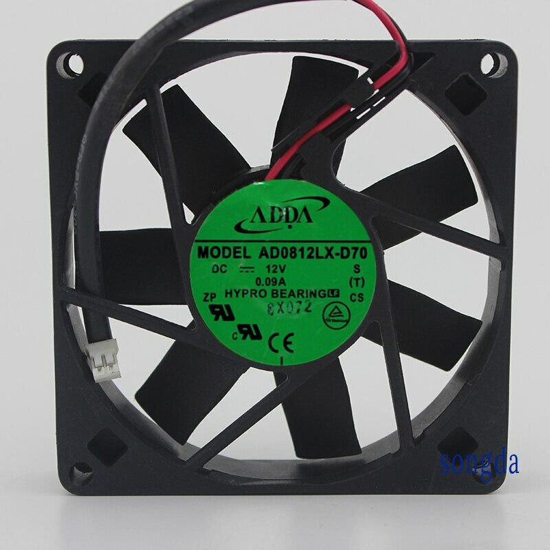 ADDA 8015 AD0812LX-D70 DC 12V 0.09A 8CM 2-wire silent Server Square cooling fan