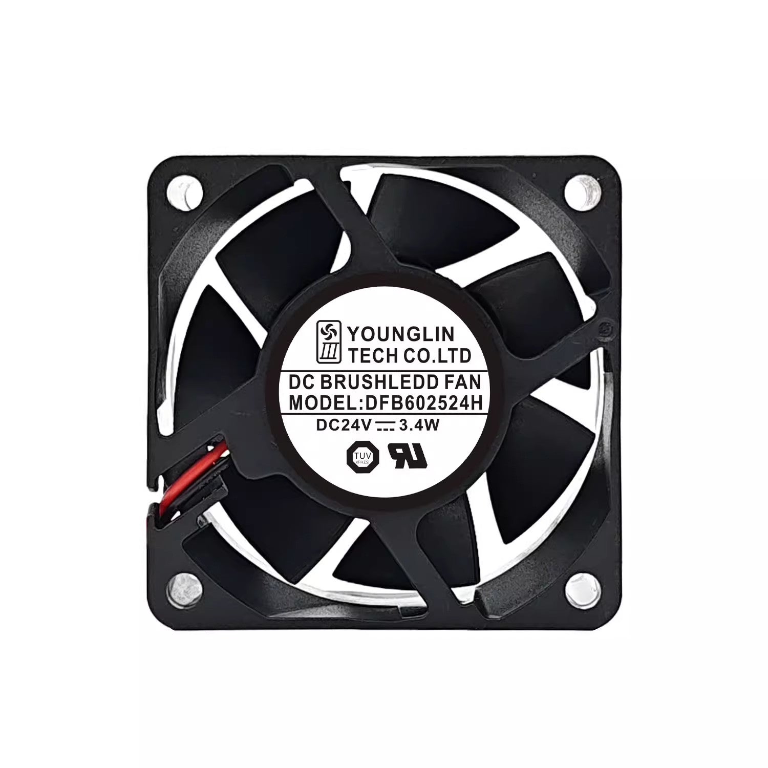 YOUNGLIN DFB602524H DC24V 3.4W 6CM 2-wire cooling fan