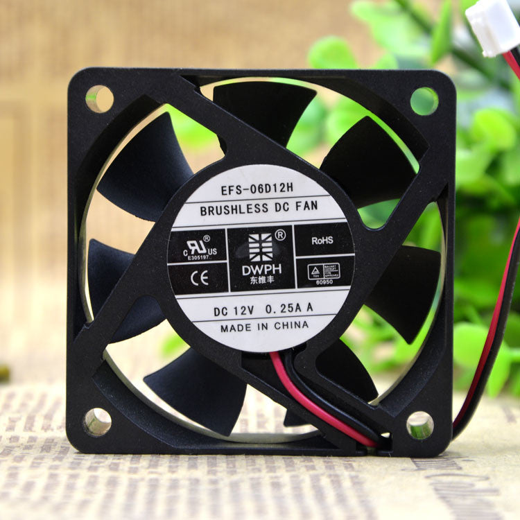 For DWPH EFS-06D12H 6020 12V 0.25A 2-wire mute Large air volume Cooling fan