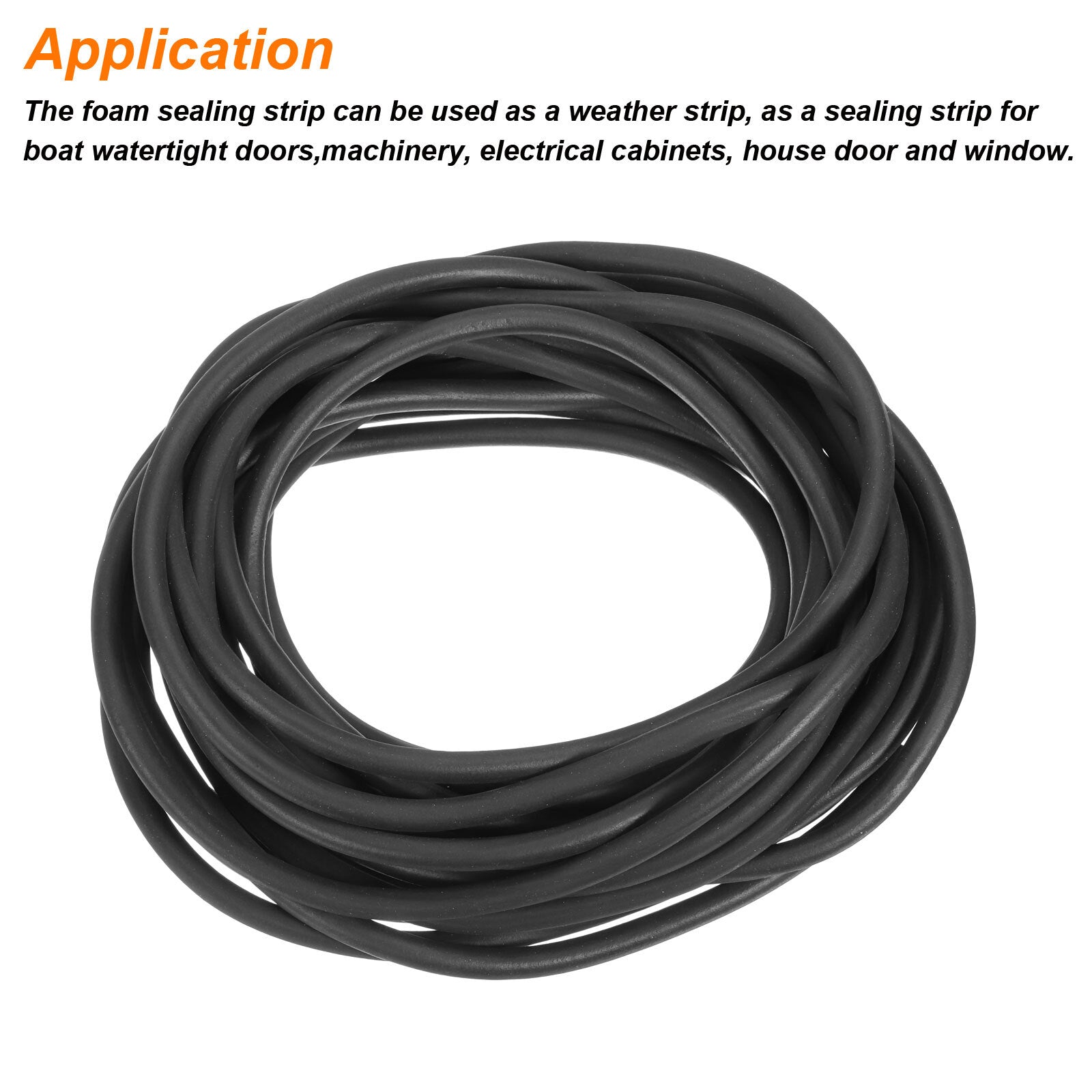10 meters 7mm/0.28" Dia Round EPDM Foam Rubber Weather Seal Strip