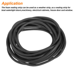 10 meters 7mm/0.28" Dia Round EPDM Foam Rubber Weather Seal Strip