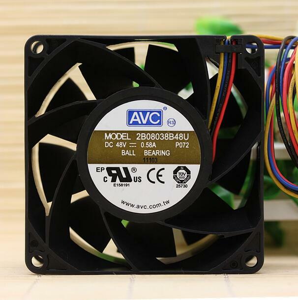 1pcs AVC 2B08038B48U 8038 CC 48V 0.58A 8cm 4 pin PWM