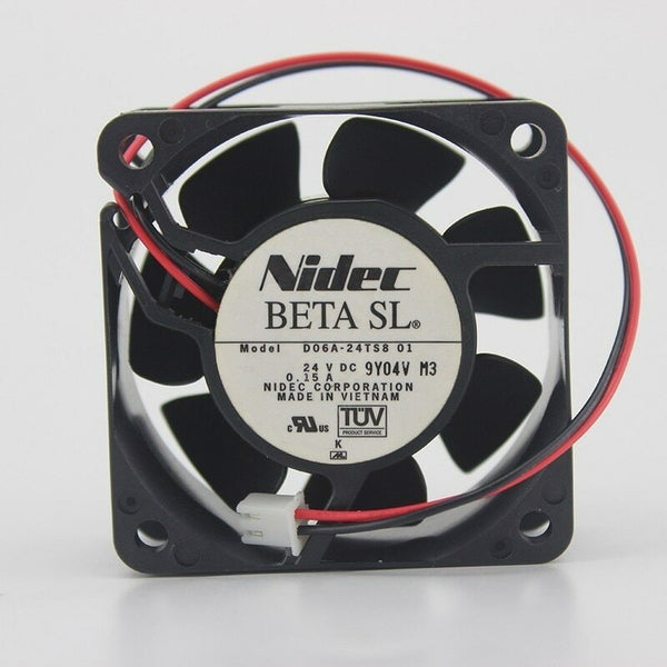 Nidec D06A-24TS8 01 DC 24V 0.15A 60*60*25MM 6CM 2 Wire Inverter Cooling Fan
