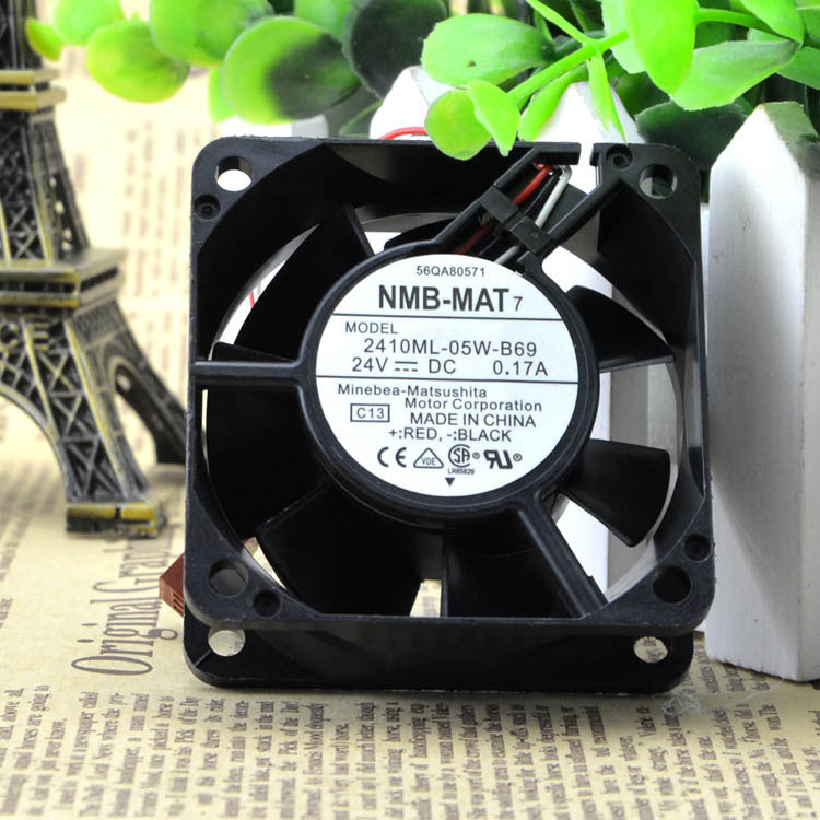 NMB-MAT 2410ML-05W-B69 CASE Cooling Fan DC 24V 0.17A 60*60*25mm 3pins 3wires