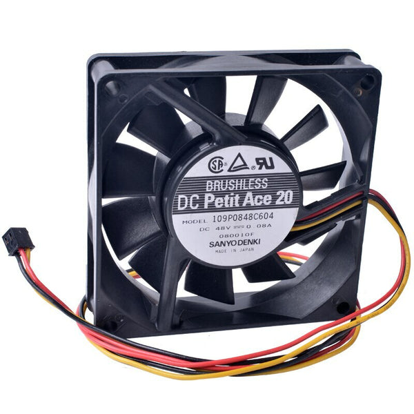 SANYO 8020 48V 0.08A 109P0848C604 3pin double ball 8CM silent cooling fan