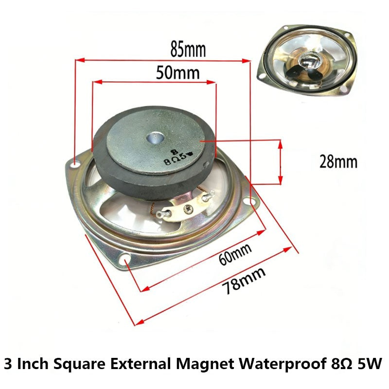 3 Inch 4Ω 8Ω 16Ohm 1W 2W 3W 5W 10W 20W Full-range Speaker Loudspeaker Waterproof