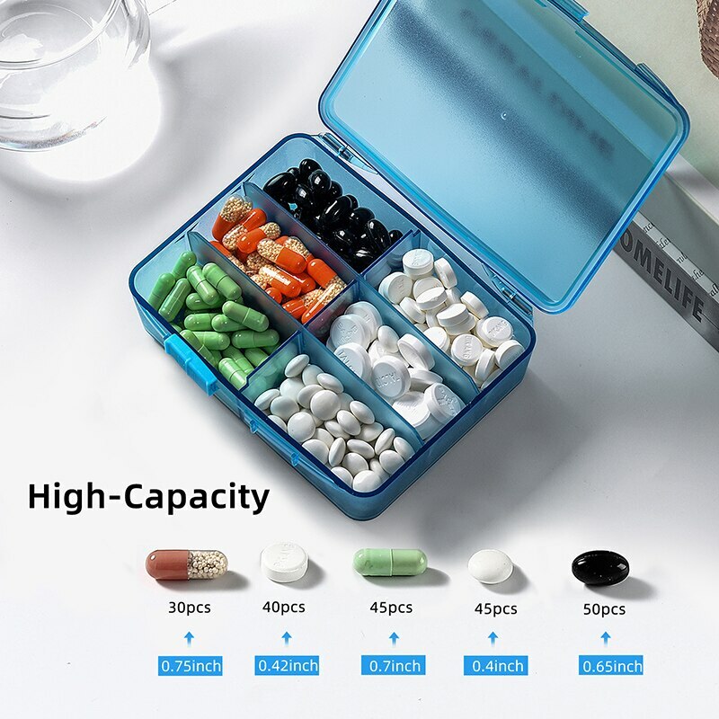Medicine Pill Box 6 large Grids Pills Box for Vitamin/ capsule pill case