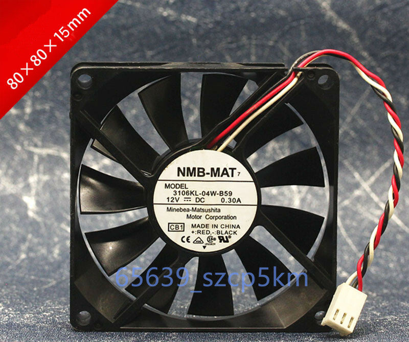 NMB 3106KL-04W-B59 Cooling Fan DC12V 0.3A 80x80x15mm 3Pin Case Cooling Fan